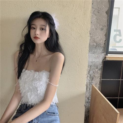 Women Tanks Tops Small Sling Vest Female 2021 Spring/Summer Pearl Chain Top Camis Crop Top For Women