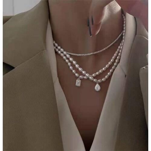 2021 Luxury Fashion Designer Natural Freshwater Pearls Zircon Womens Necklace Jewelry For Party