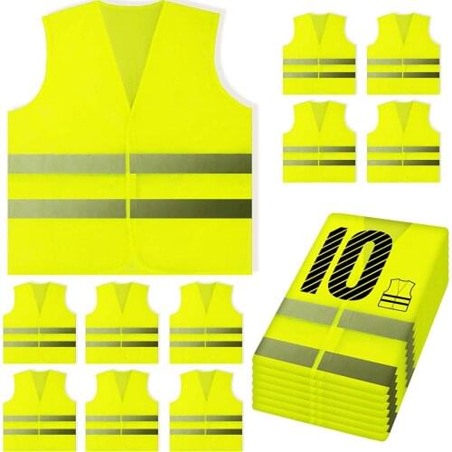 10 Pack Reflective High Visibility Safety Vest - Reflective Adjustable Vest for Men & Women ,Cycling, Runner, Road,Construction