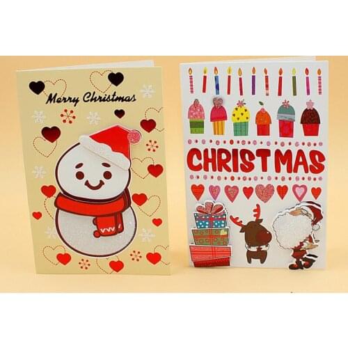 16Pcs Cartoon Christmas Message Card Cute Santa Claus Small Greeting Card Merry Christmas Wishes Craft DIY Kids Gift Cards Gift
