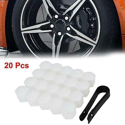 20 Pcs/set 19mm White Universal Car Wheel Nut Lug Hub Screw Rim Bolt Covers Dust Cap Auto Accessories