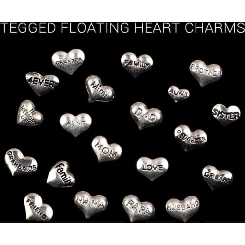 20Pcs/lot Mimi Dad Mom Brother Flower Floating Charms Hand-made DIY for Glass Lockets