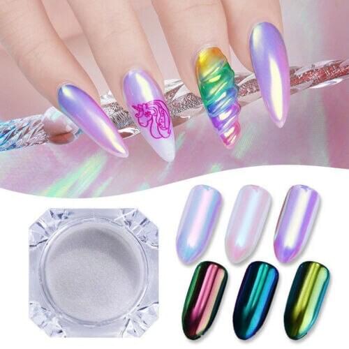 2020 New Hot Fashion 0.2g Glitter Unicorn Mirror Nail Powder Ultra-thin Aurora Mermaid Chrome Pigment