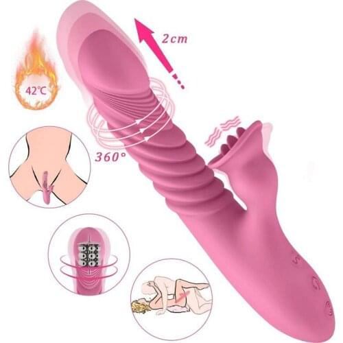 7 modes G Spot Heating Dildo vibrator Vagina Massager Woman Masturbation AV Stick Tongue Double Vibrators Oral Sex Erotic toys