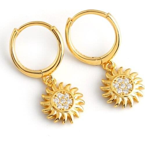 925 Sterling Silver Earring Fashion INS style sun flower Short Pendant Devil palm Drop Earring Personality trend Girl Ear Jewelr