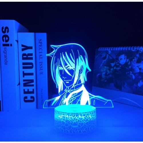 Anime Black Butler Lamp for Kids Bedroom Decor Light Child Birthday Gift Table Lamp Black Butler 3D LED White Base Night Light