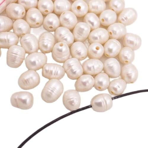 100PCS Natural White Growth Pearl Loose Beads larger Hole Size : 2mm Jewelry Making