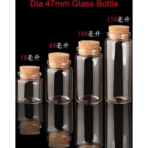 32 X Large Volume Clear Glass Bottle With Cork Lid Container Borosilicate Diameter Of 47mm Empty
