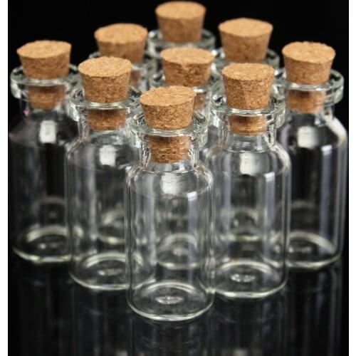 1Pcs Transparent Clear Cute Tiny Mini Empty Cork Glass Bottles Wishing Message Vials Jars Container 2ml DIY Craft Gift 16x35mm