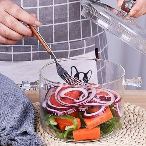 Household Transparent Glass Soup Pot Kitchen Heat-Resistant Porridge Pot Home Glass Bowl Kitchen Cooking Tools