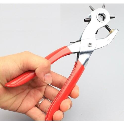 Household Leathercraft Punching Leather Belt Hole Punch Plier Watchband Strap Eyelet Puncher Revolve Sewing Machine Bag Setter