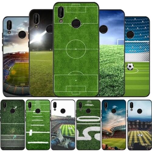 Football field black Silicone soft Phone Case for huawei P40 P30 P20 P10 Pro P9 Lite Psmart 2019 Y6 Y9 cover