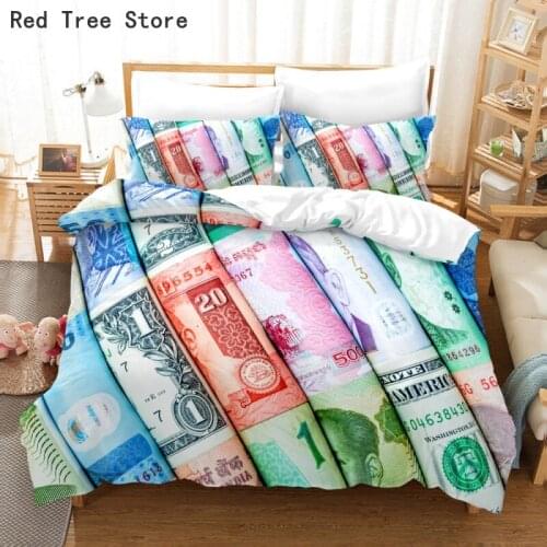 3D Money Currency Printed Pillowcase Bedding Set Queen King Size Dropshipping Customized Twin Full Single Double for Adult Lover