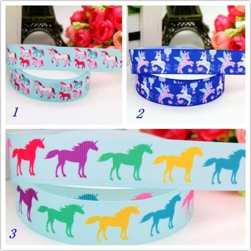 7/8'' Free shipping unicorn printed grosgrain ribbon hairbow headwear party decoration diy wholesale OEM 22mm P5989
