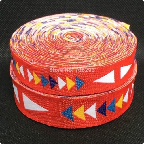HOT!!! 2015 NEW wholesale 5/8"+7/8"(16mm+22mm 20yards/lots) Polyester Red geometry Cartoon Woven Jacquard Ribbon