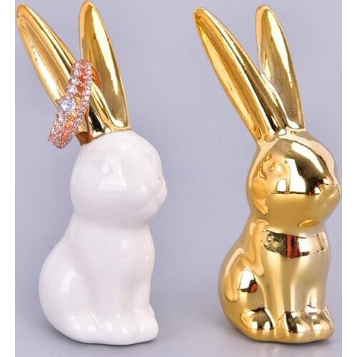 Miniature Figurine Ceramic Small Animal Rabbit Ornaments Crafts Home Wedding Decoration Accessories