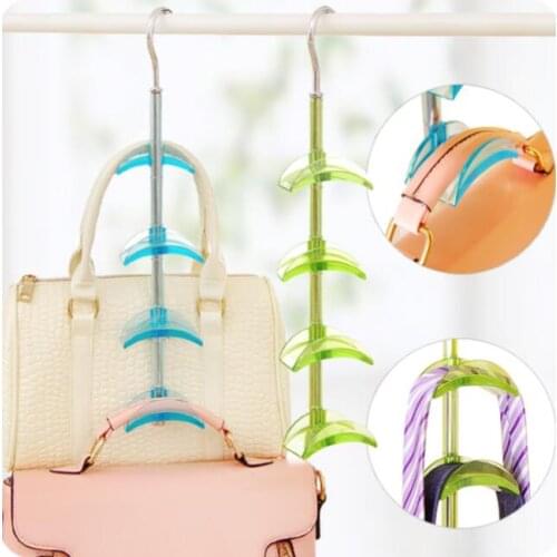 Brief Rotating Multi-purpose Bag Rack Package Linked Hook Tie Strap Scarf Storage Rack