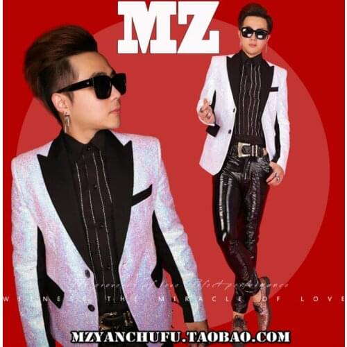 Men Costume Personalized Sparkling Diamond Blazer Male Slim Suit Formal Dress Dj Mens Bar Estilista Clothing Jacket Coats 331
