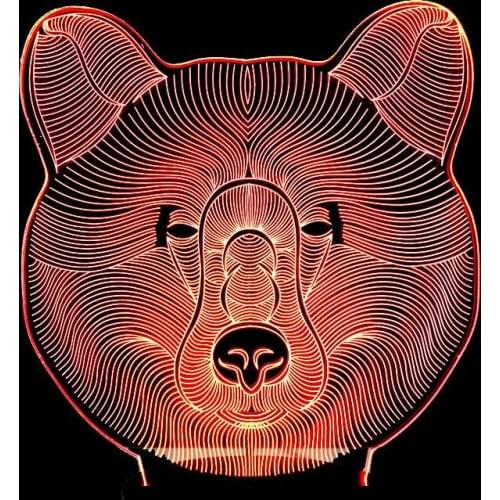 New Brown Bear Head 3d Night Desk Lamp Seven Colors Touch Control 3d Led Visual Lamp Festival Gift Table Lamps For Living Room