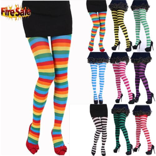 2020 Newest Hot Womens Striped Holiday Tights Opaque Microfiber Stockings Nylon Footed Pantyhose