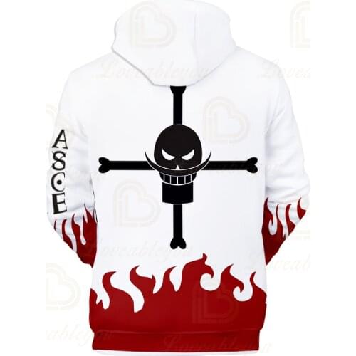 Newest ONE PIECE Whitebeard Pirates Hoodies Portgas D Ace Streetwear Printed Men/women Anime Cartoon Winter Jacket Sweatshirt