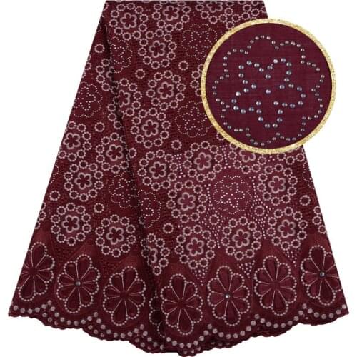 New Arrival African Cotton Lace Swiss Voile Lace Fabric With Rhinestones Nigerian Lace Fabrics For Wedding 2019 For Party F1539
