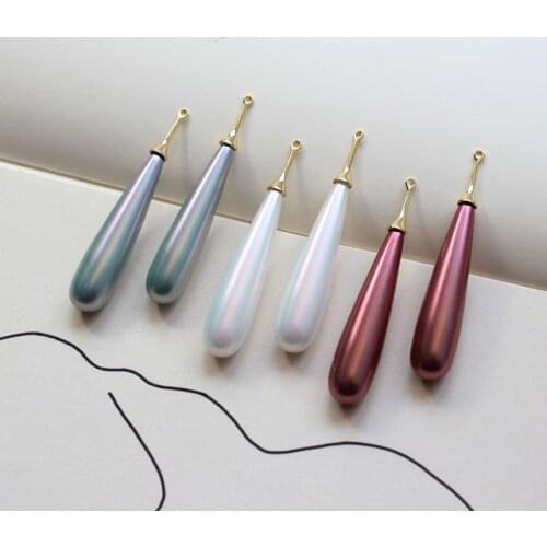 New style 12pcs/lot color beads decoration geometry water drop shape copper charms diy jewelry earring accessory