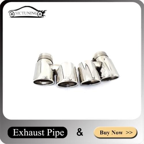 One Pair Car Parts Silver H Model Double Exhaust Tip For B-MW 6 Series 640LI Modified M6 Tailpipe Muffler Pipe