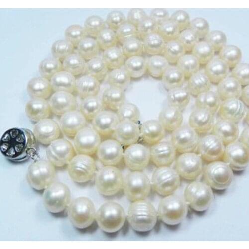 New fashion long chain jewelry making 8-9mm natural white freshwater cultured round pearl beads necklace gift party 25inchMY5012