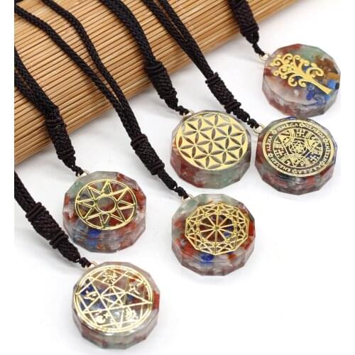Orgone Pendant Necklace Gem Stone Yoga Meditation Balance Orgonite Energy Charms 7 Chakras Reiki Healing Crystal Necklace Gift