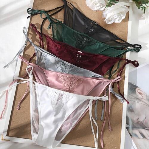 Transparent Soft Lace Mesh Underpants Low-waist Women Thong Sexy Briefs Bandage Panties Lingerie