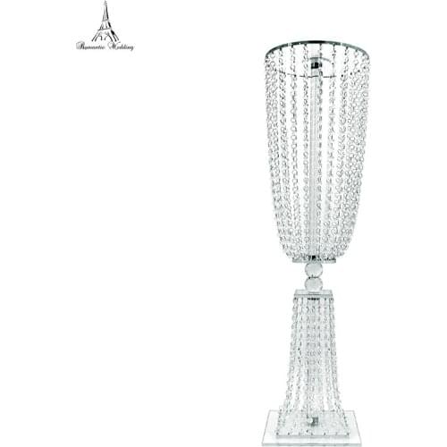 2pcs/lot Romantic luxury Wedding Crystal Glass Flower Stand Centrepiece with Shiny crystal Beads for Wedding Party Event Home d