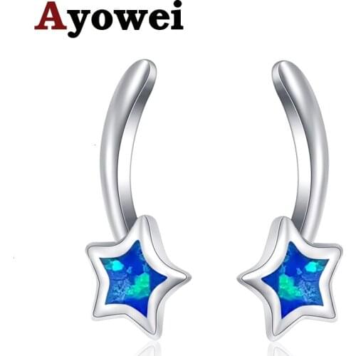 Star shape 925 silver opal earrings jewelry ladies fashion anniversary gift for women oe791