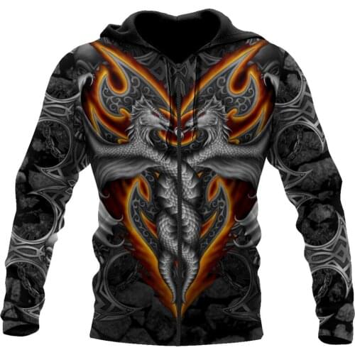 Armor Tattoo and Dungeon Dragon 3D Printed Unisex Deluxe Hoodie Men Sweatshirt Zip Pullover Casual Jacket Tracksuit KJ0278