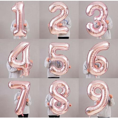 32inch 40inch rose gold 0 1 2 3 4 5 6 7 8 9 number foil balloons wedding event christmas halloween festival birthday party