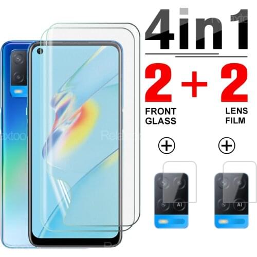 4 in 1 Camera Protector Glass For Oppo A54 A74 4G/5G A74 /F19 For OPPO A 74 54 Hydrogel Protective Safety Screen Full Cover Film
