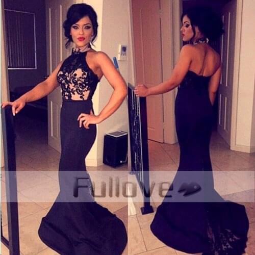 Gorgeous Lace Mermaid Evening Dress Long 2019 Halter Neck Appliques Formal Evening Dresses Party Gowns Vestidos De Fiesta Abiye