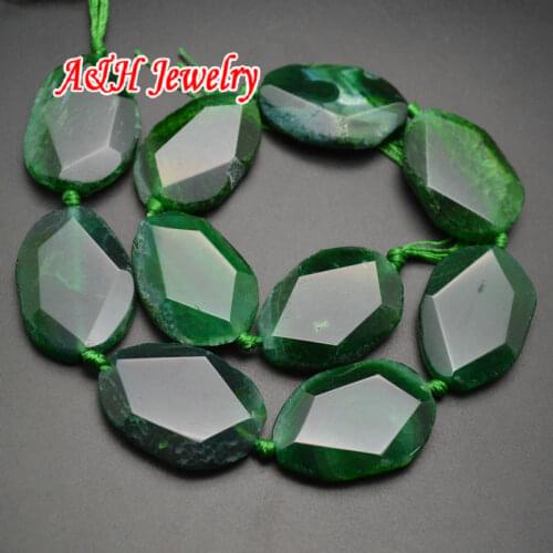 10 Beads 25x35mm High Quality Green Fire Stone Faceted Slice Beads For Fashion Jewelry Making Materials