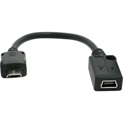 10cm Mini USB Female to Micro USB Male Connector Data Transfer Cable for phones MP3 MP4 0.1M Black Color