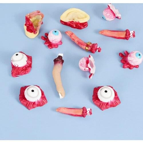 5pcs Simulation Human Argan Props Halloween Bloody Ear Eye Broken Finger Horror Props Haunted House Halloween Party Supplies