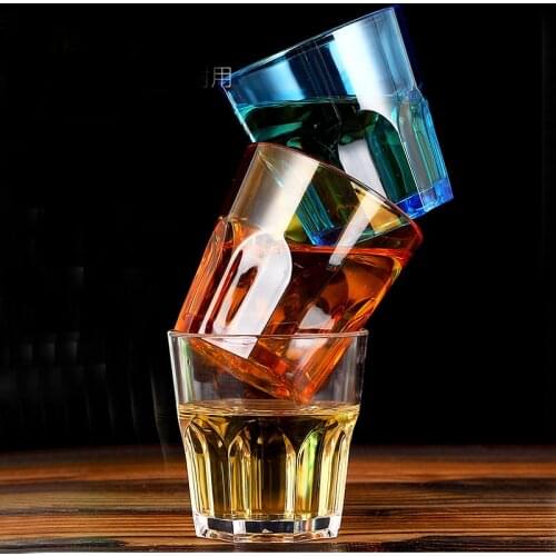 6PCS Acrylic Octagonal Bier Cup Transparent Plastic Whisky Wijnglas loodvrij Kristal Cups Bar KTV Wine Cup Bar Hotel