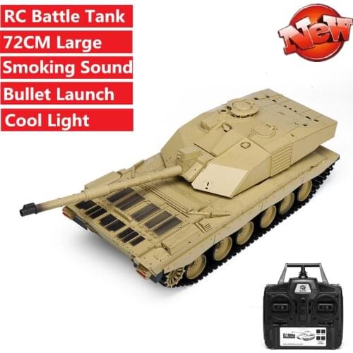 72cm Large Size 2.4G Multi-function stunt RC Battle Tank Challenger II Tank Model Toy with Sound Smoking Bullet Launch light toy