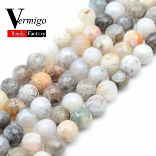 Natural Stone Beads Faceted Bamboo Agates Onyx Loose Beads For Jewelry Making 4 6 8 10mm 15" Diy Bracelet Necklace Wholesale
