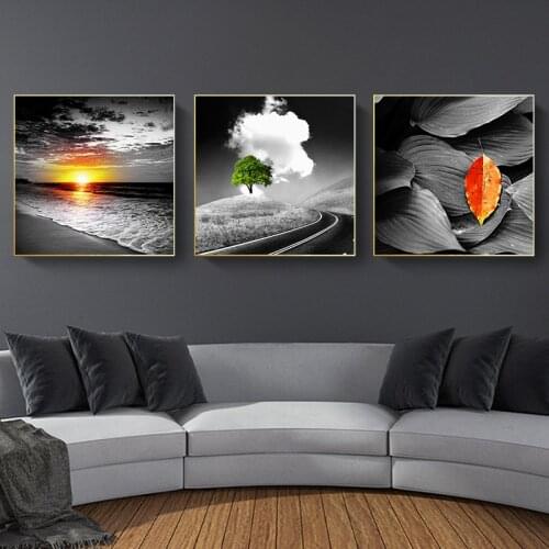 Black Yellow Landscape Canvas Poster Modern Scenery Wall Art Painting Nordic Posters and Prints Picture Living room Home Decor