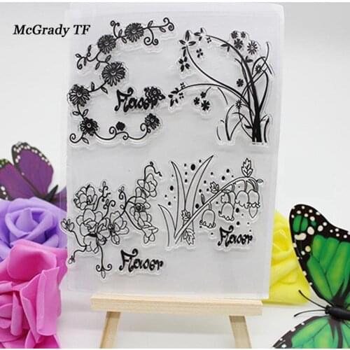 Flowers Clear Stamps For Scrapbooking Silicone Stamps Photo Album Decorative Transparent Stamp Standard Stamp