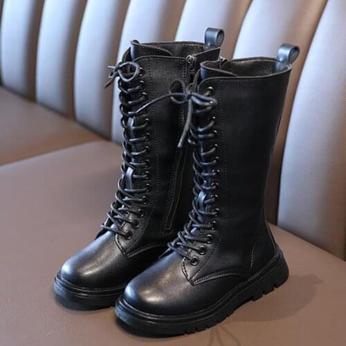 Kids Boots Girls Boots Autumn Winter High Boots Single Boots Martin Boots Fashion Plus Velvet Korean Design