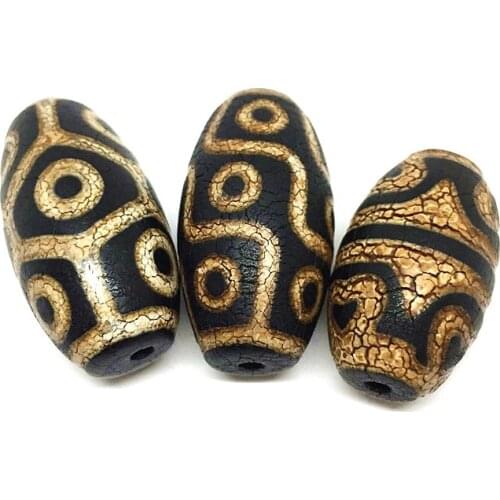 DIY Oval Shape Turtle 9 Eyes/9 eyes/Hearts Pattern Old Black Color Tibetan Dzi Beads Loosing Beads for Jewely making