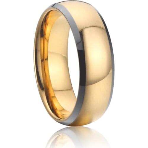 Glossy tungsten ring for men Alliance Anniversary gift 8MM gold color Wedding Band Couple Rings for men and women