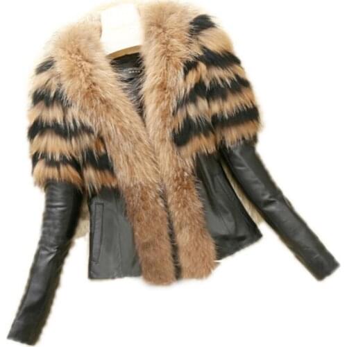 Faux fur coat women yellow black slim S-6XL plus size 19 winter new europe and america long sleeve fashion faux fur jacket JD450
