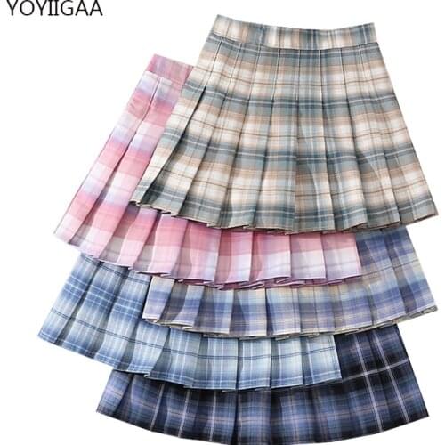 Kawaii Women Skirts High Waist Female Pleated Skirt Fashion Chic Ladies Girl Plaid Mini Skirt Harajuku A-line Woman Short Skirts